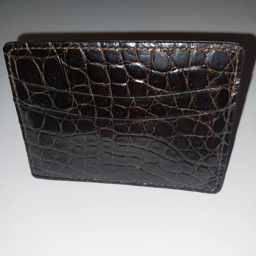 Bosca Vintage Croco Deluxe Front Pocket Wallet